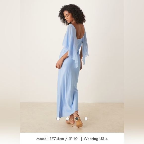 ASOS DESIGN cape detail maxi dress in blue - Picture 4 of 8